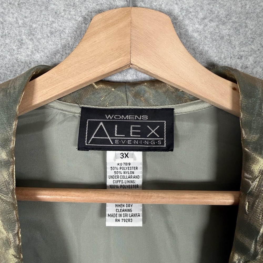 Alex Evenings Jacket Womens 3x Vintage Shiny Blue/gold - Picture 8 of 8